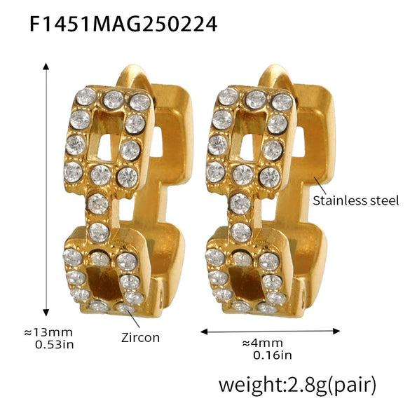 Fashion Ol Style Geometric Stainless Steel Gold Plated Earrings And Ring Jewelry For Women