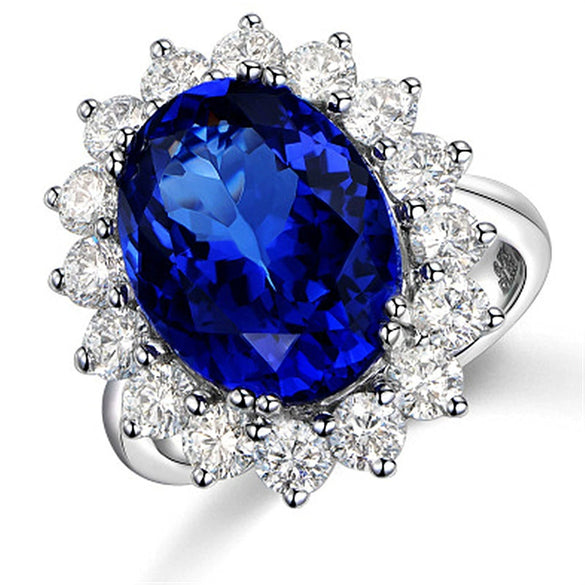 Fashion Open Geometric Ring With Red Tourmaline Deep Blue Zircon And Diamond Accent Adjustable Unisex Statement Jewelry