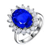Fashion Open Geometric Ring With Red Tourmaline Deep Blue Zircon And Diamond Accent Adjustable Unisex Statement Jewelry