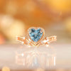 Tik Tok Live Stream Drainage Welfare Colored Gems Open Ring Ins Wind Saint Mary Topaz Blue Love Heart Ring For Women