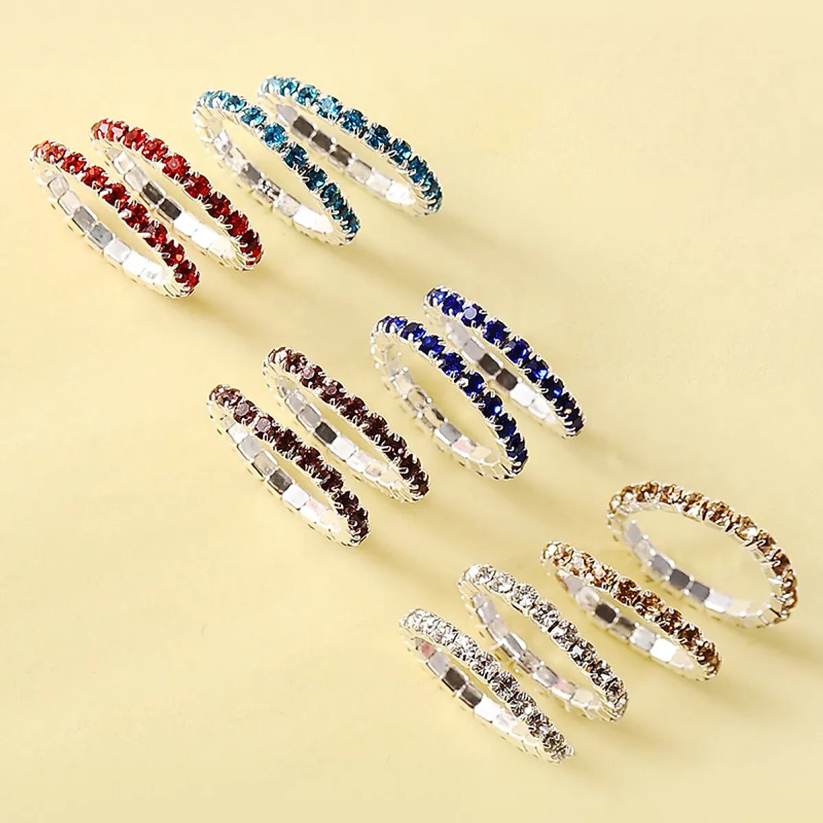 Fashion Ornament Claw Chain Rhinestone Stretch Foot Ring Set (12 Pcs)