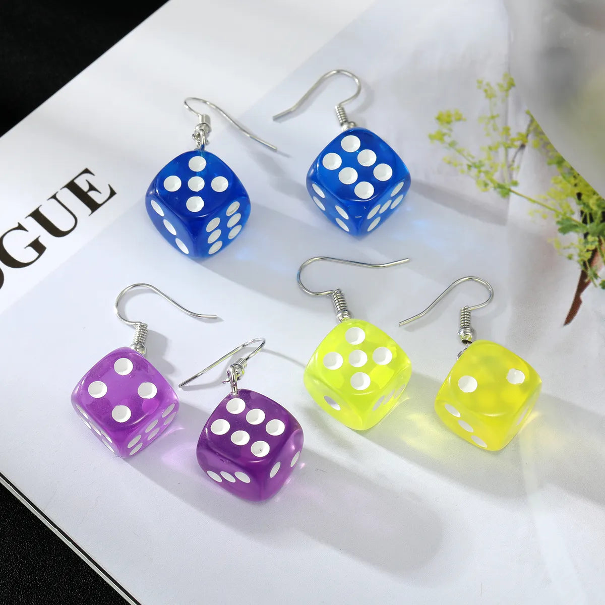 Fashion Ornament New Dice Resin Earrings