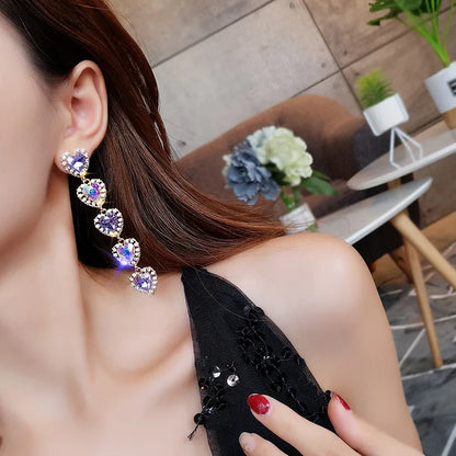 1 Set Cute Heart Plating Alloy Rhinestones Earrings