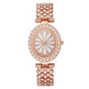 Fashion Oval Alloy Diamond Bracelet Women's Quartz Watch With Printed Dial And Stainless Steel Buckle