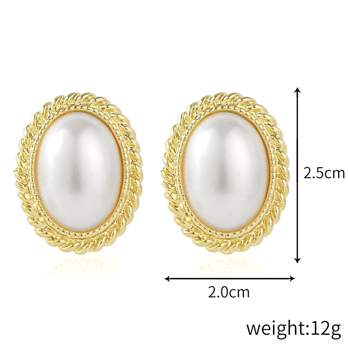 Fashion Oval Heart Shape Pearl Metal Rhinestones Earrings 1 Pair