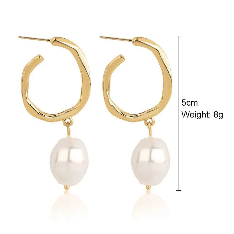 Fashion Oval Heart Shape Pearl Metal Rhinestones Earrings 1 Pair