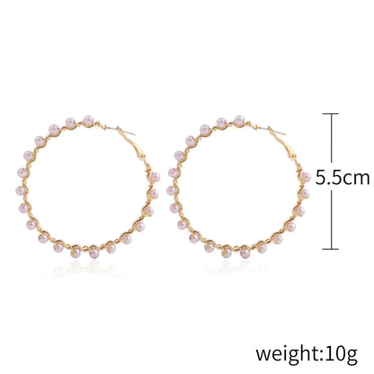 Fashion Oval Heart Shape Pearl Metal Rhinestones Earrings 1 Pair