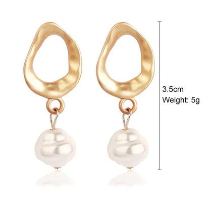 Fashion Oval Heart Shape Pearl Metal Rhinestones Earrings 1 Pair