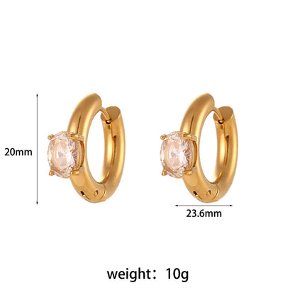 Fashion Oval Stainless Steel Earrings Plating Inlay Zircon Stainless Steel Earrings