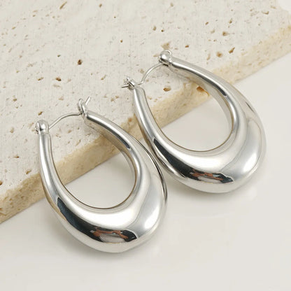 1 Pair Fashion Oval Plating Stainless Steel 18k Gold Plated Earrings