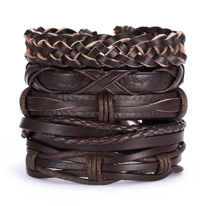 Fashion Owl Pu Leather Knitting Men'S Bracelets 1 Piece