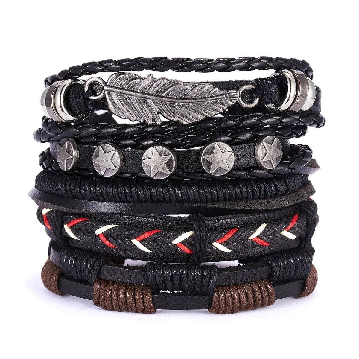 Fashion Owl Pu Leather Knitting Men'S Bracelets 1 Piece