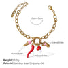 Fashion Owl Red Love Oil Dripping Crown Style Freshwater Pearl 316L Stainless Steel Alloy Marine Life Pattern Electroplated Bracelet For Women