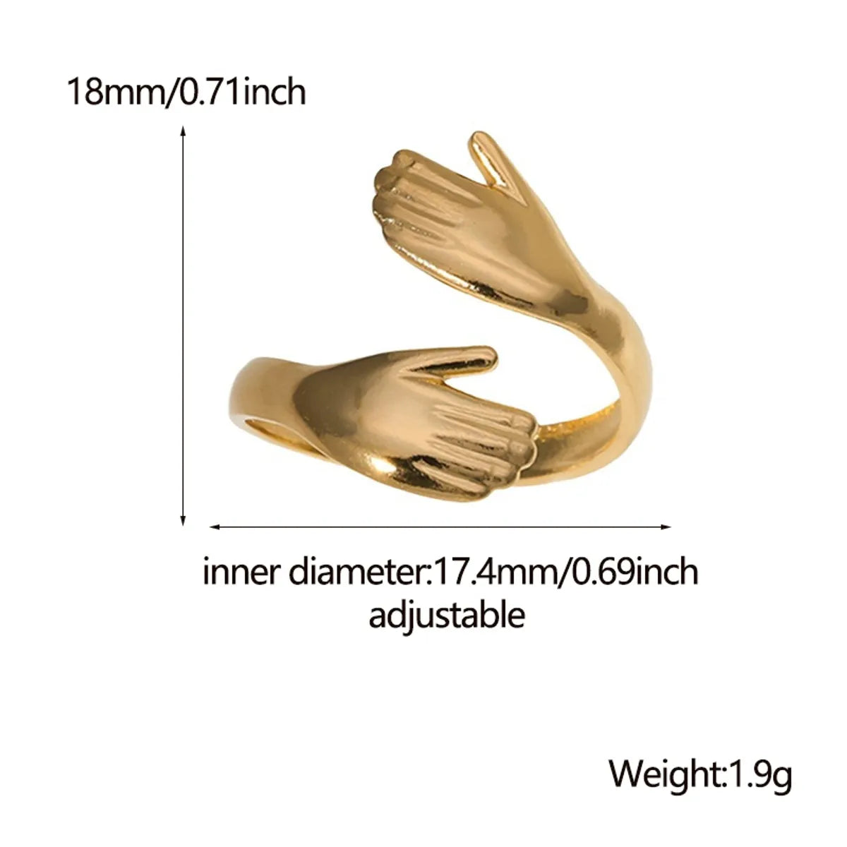 Fashion Palm Stainless Steel Open Ring 1 Piece