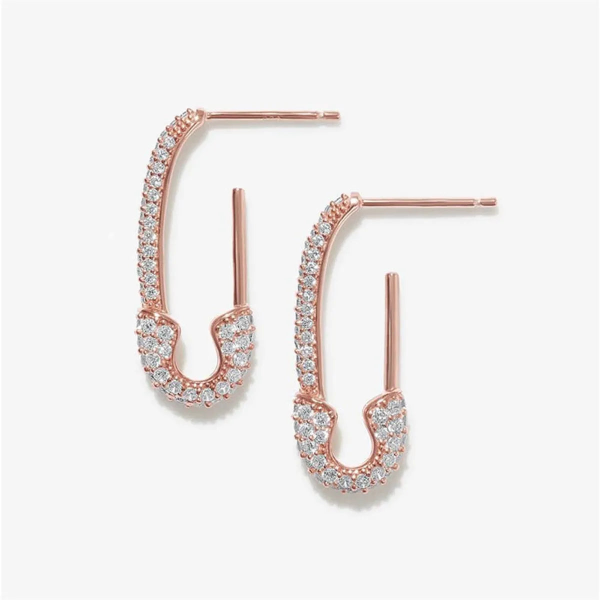 Fashion Paper Clip Alloy Plating Rhinestones Women's Earrings 1 Pair