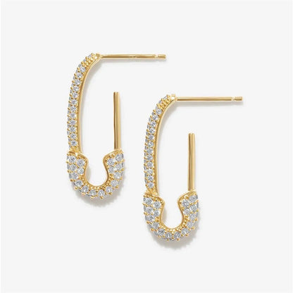 Fashion Paper Clip Alloy Plating Rhinestones Women's Earrings 1 Pair