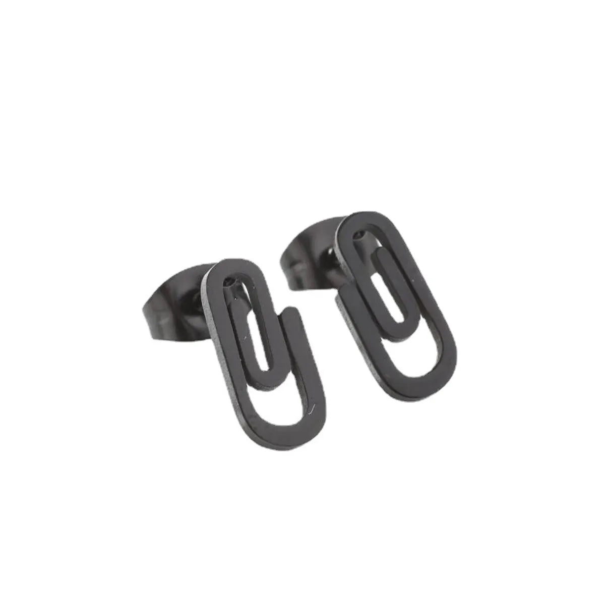 Fashion Paper Clip Stainless Steel Plating Hollow Out Ear Studs 1 Pair