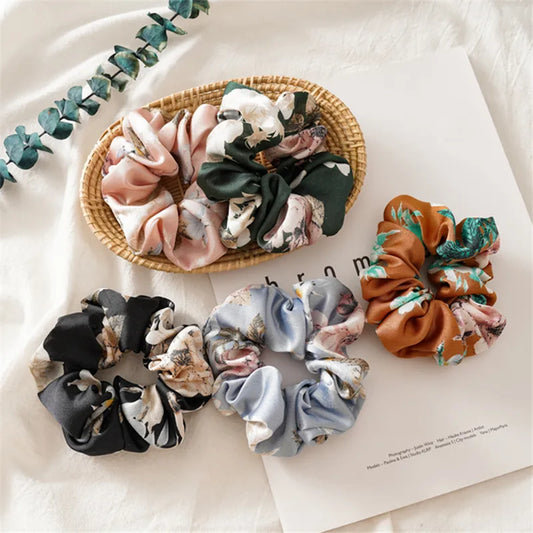 Fashion Pastoral Flower Satin Hair Tie 1 Piece