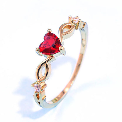 Fashion Peach Heart Copper Ring Love-shaped Zircon Ring Fashion Jewelry