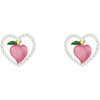 Fashion Peach Women Cute Pearl Hearth-shaped Alloy Stud Earrings