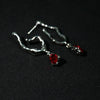 Fashion Pearl Alloy Spider Shaped Ruby Pendant Clavicle Necklace Earrings Set