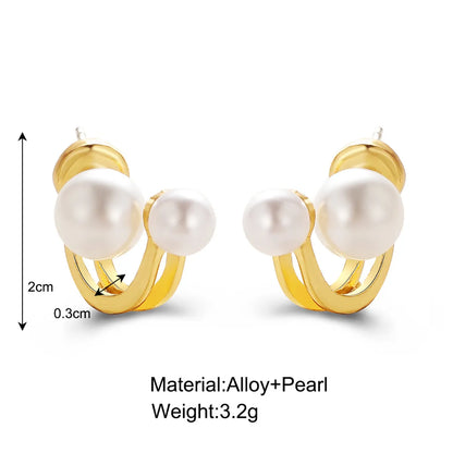 Fashion Pearl Earrings Retro Geometric Alloy Stud Earrings