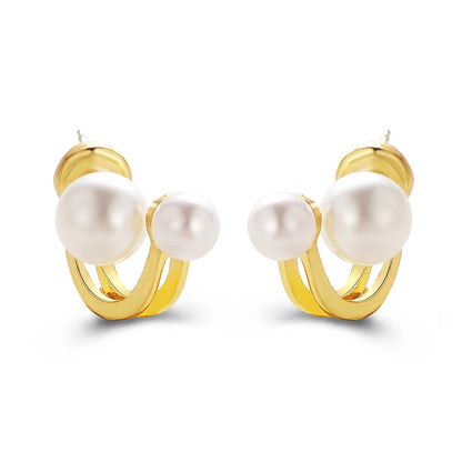 Fashion Pearl Earrings Retro Geometric Alloy Stud Earrings