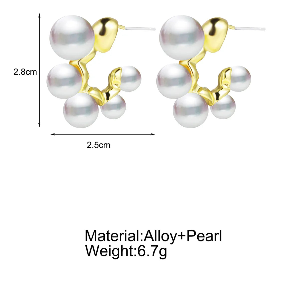 Fashion Pearl Earrings Retro Geometric C-shape Alloy Earrings