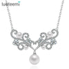 Fashion Pearl Pendant Necklace With Geometric Copper Design And Clavicle Chain For Women