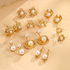 Fashion Pearl Series Stainless Steel Women's Earrings With Insect And Geometric Patterns Electroplated 18K Gold Retro Design