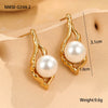 Fashion Pearl Series Stainless Steel Women's Earrings With Insect And Geometric Patterns Electroplated 18K Gold Retro Design