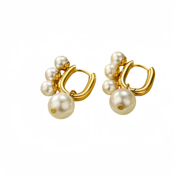 Fashion Pearl Titanium Steel Electroplated Ushaped Women's Earrings