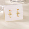 Fashion Pearl Zircon Titanium Steel Geometric Earrings 18K Gold Plated Electroplated For Women