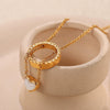 Fashion Pendant Necklace 316L Stainless Steel Plated Freshwater Shell Round Women