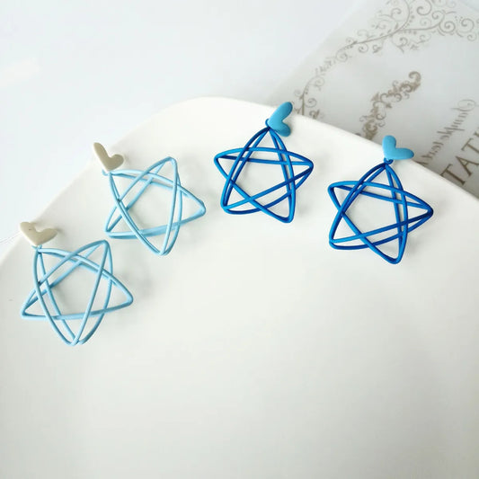 Fashion Pentagram Alloy Drop Earrings