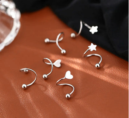 Fashion Pentagram Heart Shape Brass Ear Studs 1 Pair