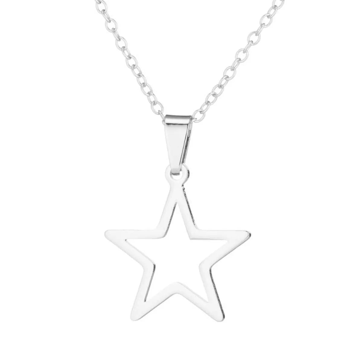 Fashion Pentagram Stainless Steel Plating Earrings Necklace