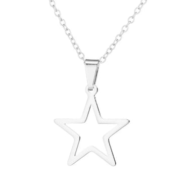 Fashion Pentagram Stainless Steel Plating Earrings Necklace