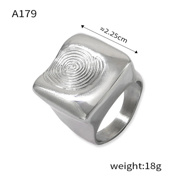 Fashion Personality Design 316L Stainless Steel Gold Plated Irregular Fingerprint Geometric Ring For Women Jewelry