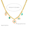 Fashion Personality Drop Oil Pink Love Eyes Blue Pine Stone Pendant Stainless Steel Necklace Earrings Bracelet Suit With Electroplating Love Water Drops Bells Pattern