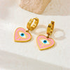 Fashion Personality Drop Oil Pink Love Eyes Blue Pine Stone Pendant Stainless Steel Necklace Earrings Bracelet Suit With Electroplating Love Water Drops Bells Pattern