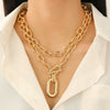 Fashion Personality Geometric Alloy Buckle Collar Necklace For Women With Electroplating Treatment