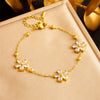 Fashion Personality Joker Color Flower Stainless Steel Necklace And Bracelet With Electroplating