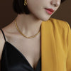 Fashion Personality Leaf Titanium Steel 18K Gold Electroplated Jewelry Necklace And Bracelet Set With Plant And Flower Pattern