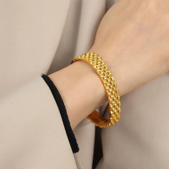 Fashion Personality Niche 316L Stainless Steel Gold Plated Layered Watch Chain Bracelet Jewelry For Women