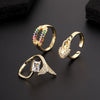 Fashion Personality Ring Copper Electroplated With Colorful Zircon Heart Lock Fishtail And Animal Zodiac Pattern