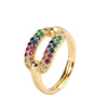 Fashion Personality Ring Copper Electroplated With Colorful Zircon Heart Lock Fishtail And Animal Zodiac Pattern