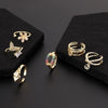 Fashion Personality Ring Copper Electroplated With Colorful Zircon Heart Lock Fishtail And Animal Zodiac Pattern