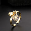 Fashion Personality Ring Copper Electroplated With Colorful Zircon Heart Lock Fishtail And Animal Zodiac Pattern