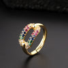 Fashion Personality Ring Copper Electroplated With Colorful Zircon Heart Lock Fishtail And Animal Zodiac Pattern